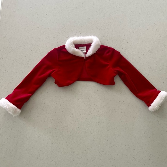 Perfectly Dressed red velvet baby jacket white fur trim coat 18M Santa Christmas - Picture 5 of 7